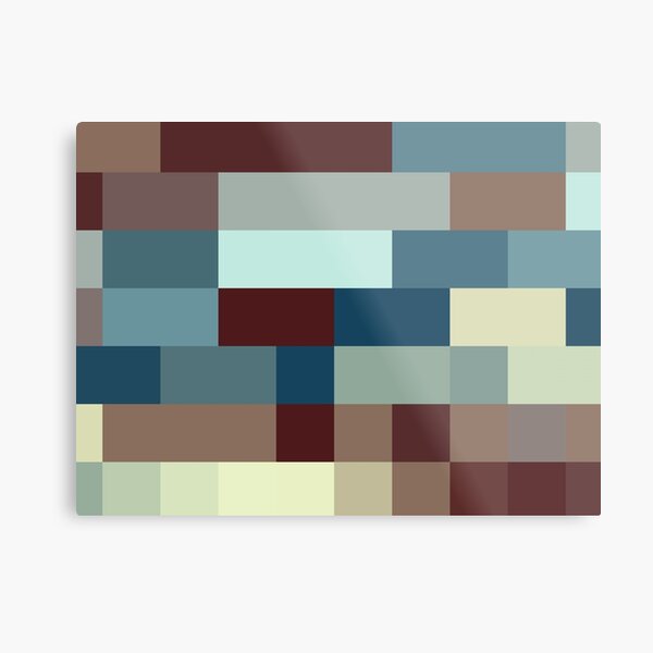 Checkered Pattern Design Brown Blue Tan Metal Print