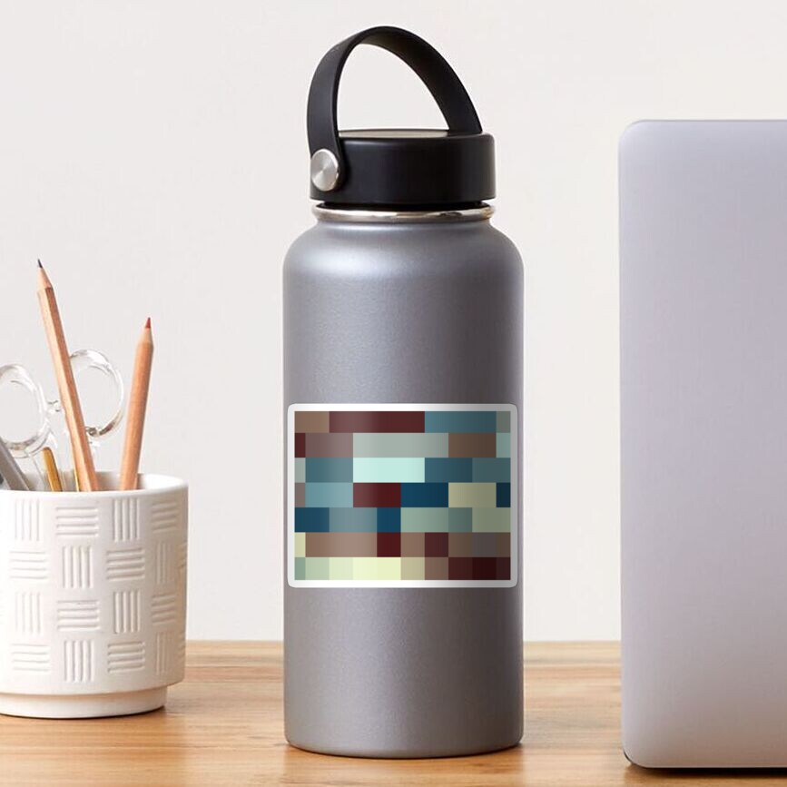 Checkered Pattern Design Brown Blue Tan Sticker
