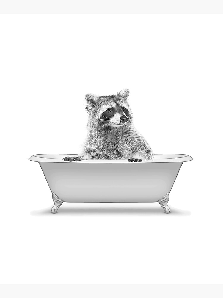 "raccoon, bathroom art, bathroom wall art, bathroom kids art, bathroom