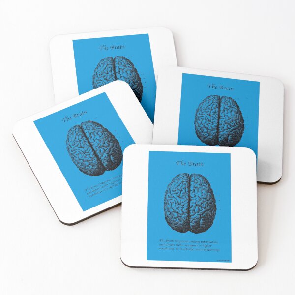 Item preview, Vintage artwork of the human brain complete with brain facts on blue background designed and sold by AnatomicalStyle.