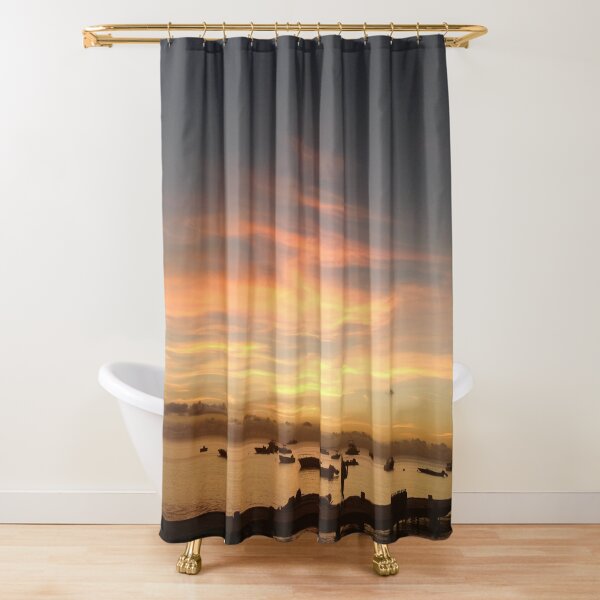 Caribbean beach sunset landscape sea and sunset photo print Shower Curtain