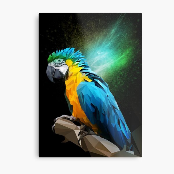 Parrot Low-poly Metal Print