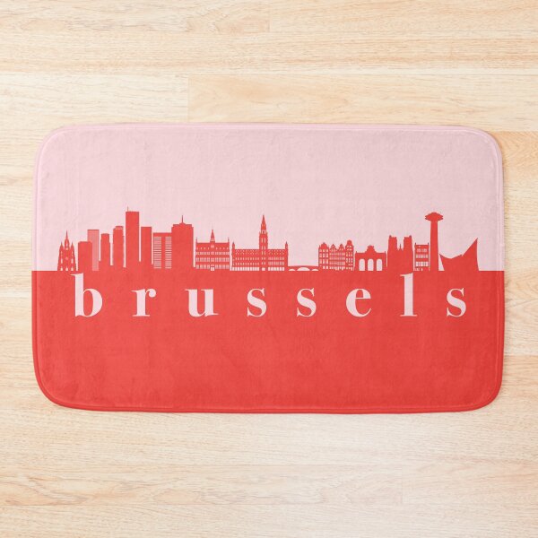 Item preview, minimalist brussels skyline red and pink color block  designed and sold by neopop.