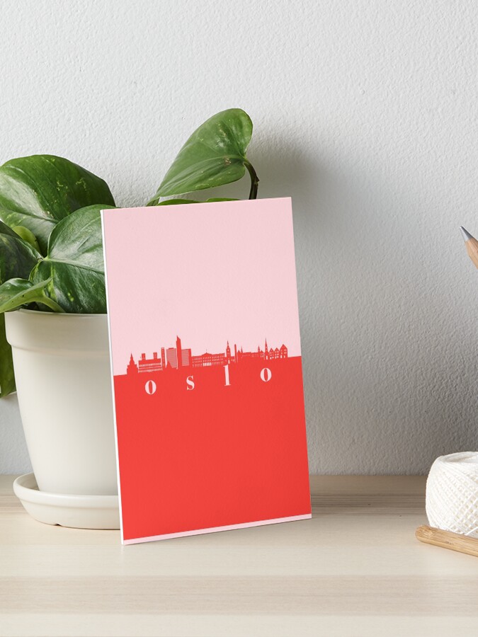 minimalist oslo skyline red and pink color block | Poster