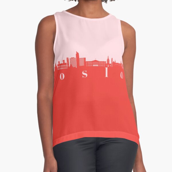 minimalist oslo skyline red and pink color block | Poster