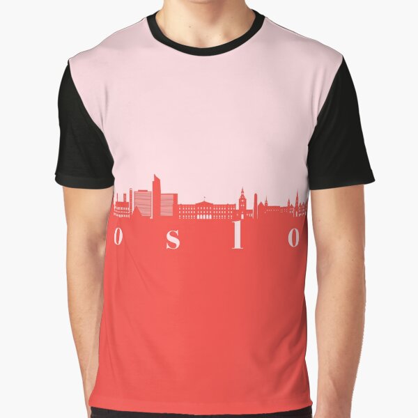 minimalist oslo skyline red and pink color block | Poster