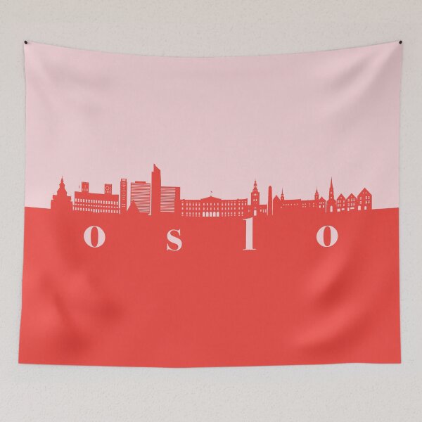Item preview, minimalist oslo skyline red and pink color block  designed and sold by neopop.