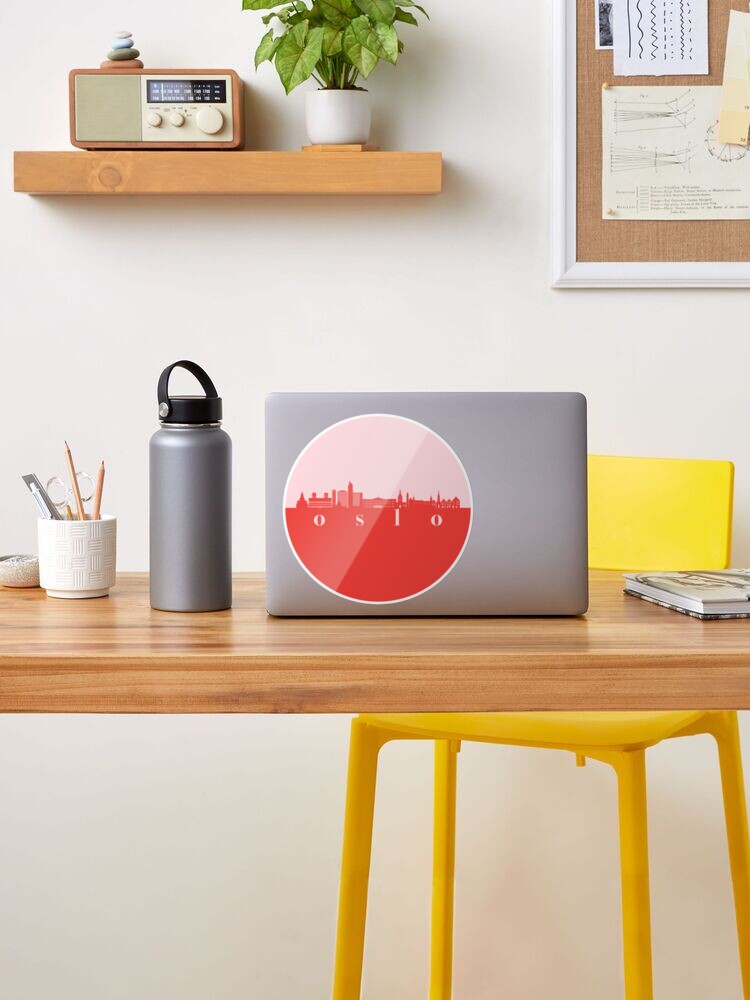 minimalist oslo skyline red and pink color block | Poster