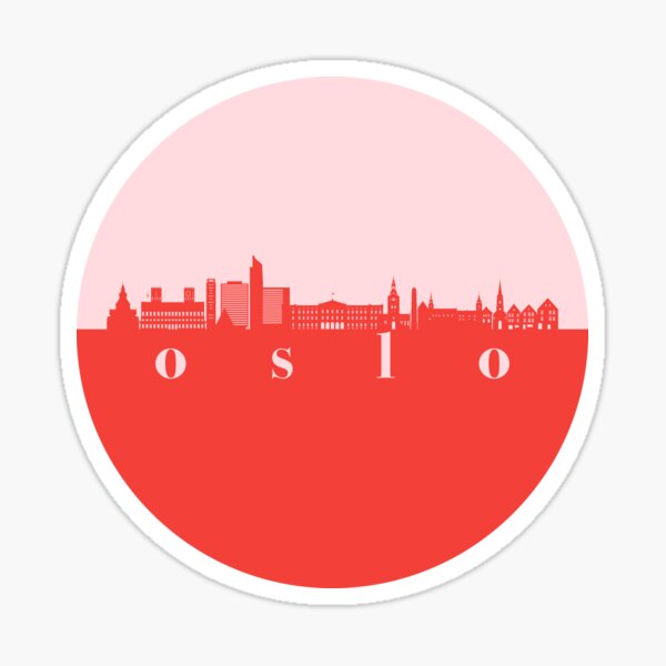 Item preview, minimalist oslo skyline red and pink color block  designed and sold by neopop.