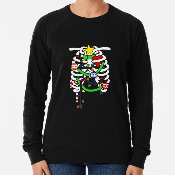 Christmas X-Ray Ribs Skeleton Lightweight Sweatshirt