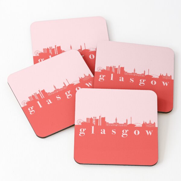 Item preview, minimalist glasgow skyline red and pink color block  designed and sold by neopop.