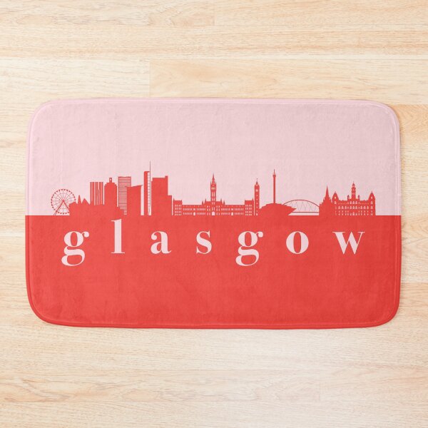 Item preview, minimalist glasgow skyline red and pink color block  designed and sold by neopop.