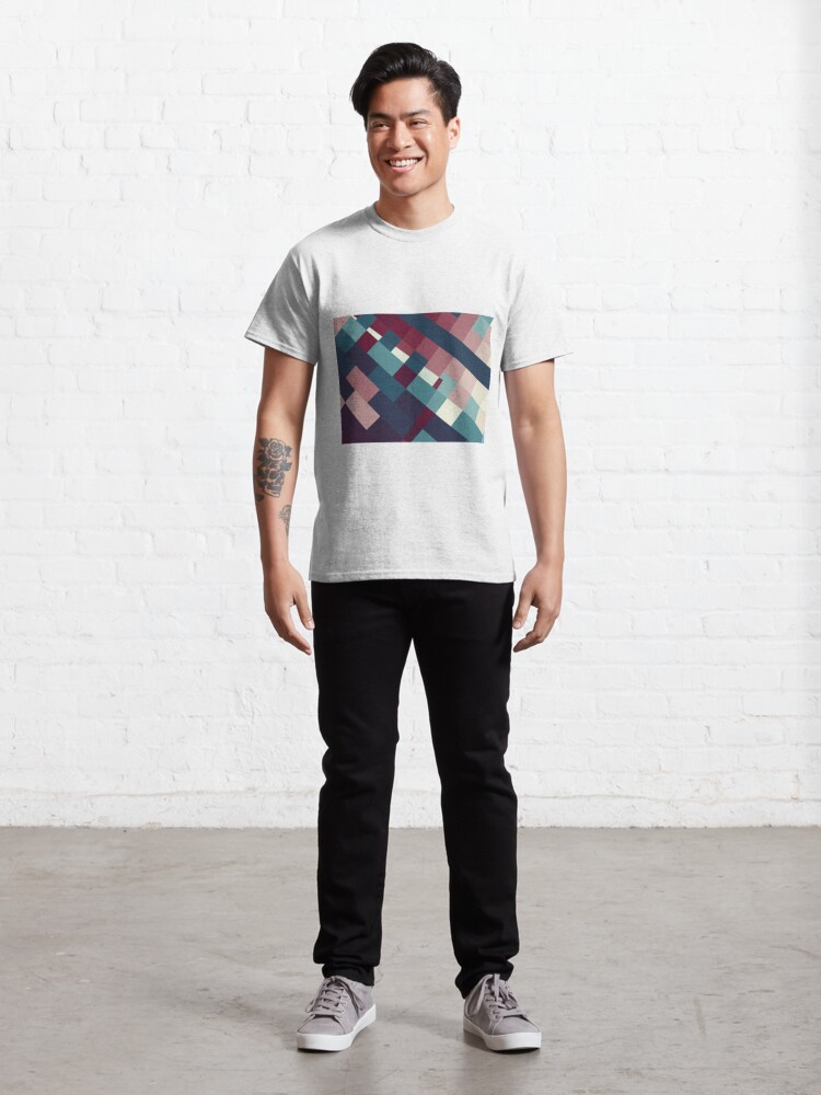 Classic T-Shirt, Windows Abstract Squares Red Blue White designed and sold by Garret Bohl