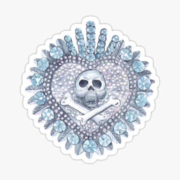 Watercolor painted diamond jewelry. Sticker