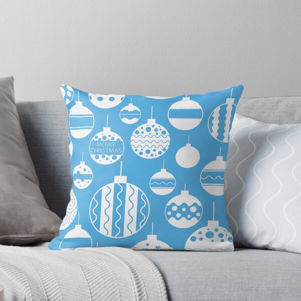 Item preview, A vector christmas seamless pattern. Merry christmas lettering  with ornamented balls. Christmas decoration and souvenirs in blue and white colors.  designed and sold by Olena Ambrosova.