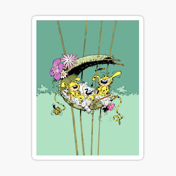 Artikel-Vorschau von Marsupilami mit Familie im Nest / grünes Design, designt und verkauft von Hubashop.