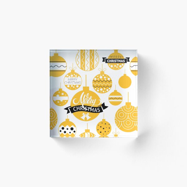 Item preview, A vector christmas seamless pattern. Merry christmas lettering with ornamented balls. Christmas decoration and souvenirs in yellow and white colors.  designed and sold by Olena Ambrosova.