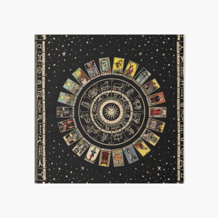 Wheel of the Zodiac, Astrology Chart & the Major Arcana Tarot Art Board Print