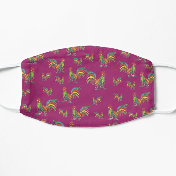 Punky Rooster Pattern on Mauve Flat Mask