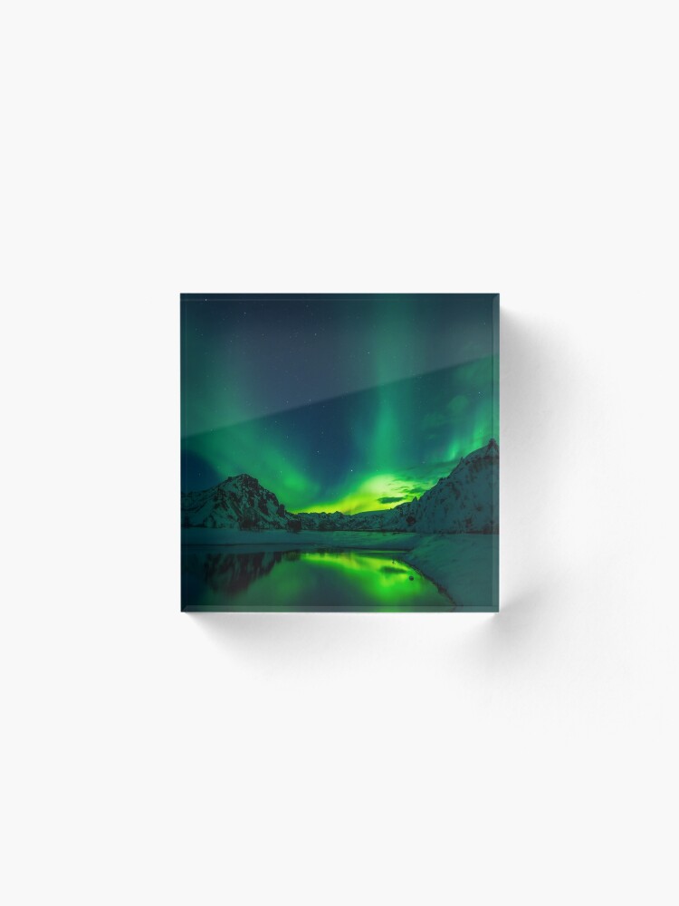 Alternate view of Iceland aurora borealis northern lights Acrylic Block