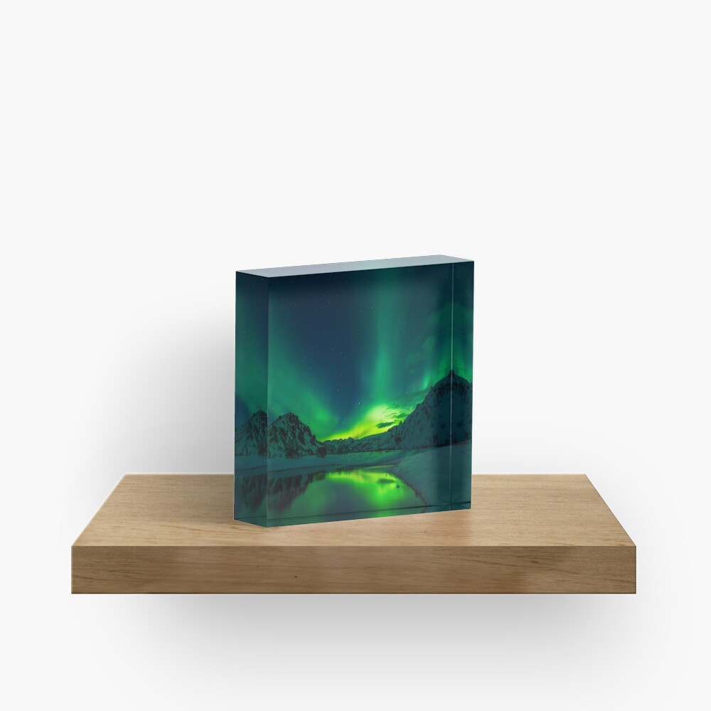 Iceland aurora borealis northern lights Acrylic Block