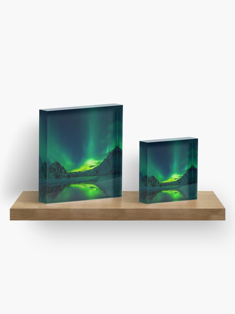 Alternate view of Iceland aurora borealis northern lights Acrylic Block
