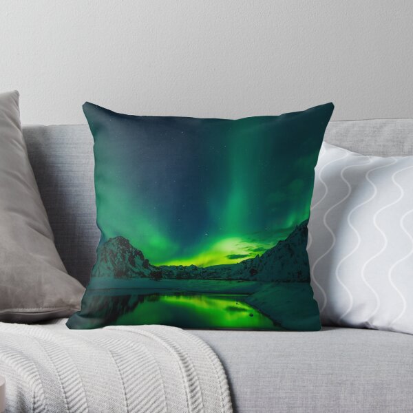 Iceland aurora borealis northern lights Throw Pillow