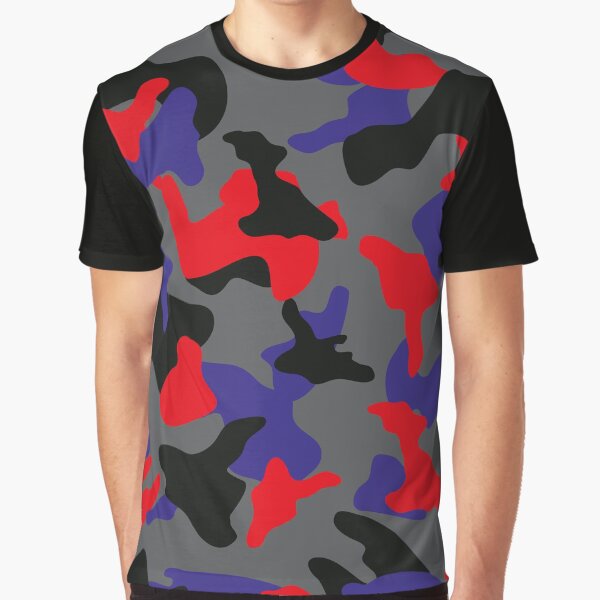 red black and purple graphic tee