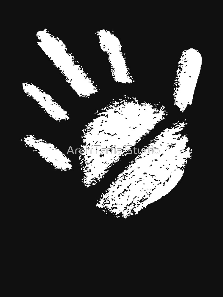 "Handprints. Black and white illustration." Tshirt for Sale by