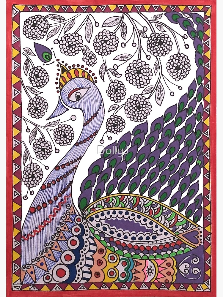 Madhubani Style Indian Folk Art Painting of Birds in a Tree – just dandies