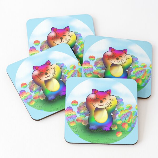 Item preview, Cute rainbow pride lucky cat designed and sold by CuisineCat.
