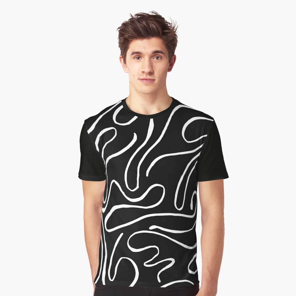 "WAVY LINES PATTERN white lines with black base" Tshirt for Sale by tulip20 Redbubble