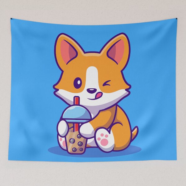 Item preview, Cute little corgi drinking coffee designed and sold by PhelipeCasanova.