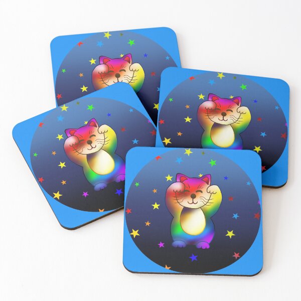 Item preview, Cute rainbow pride lucky cat with stars designed and sold by CuisineCat.