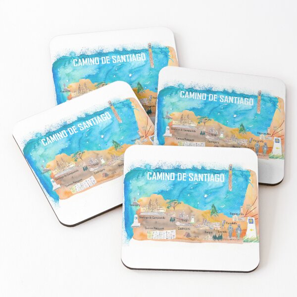 Item preview, Camino Santiago St Jacques James Travel Poster Favorite Map Pilgrimage Highlights designed and sold by artshop77.