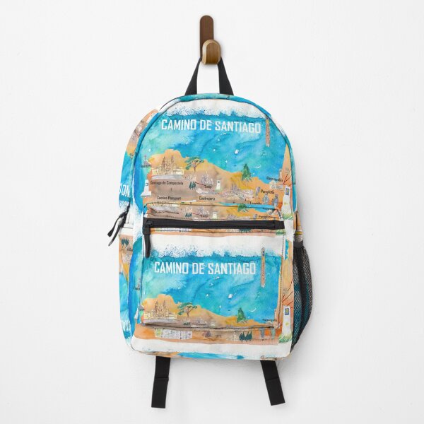 Item preview, Camino Santiago St Jacques James Travel Poster Favorite Map Pilgrimage Highlights designed and sold by artshop77.