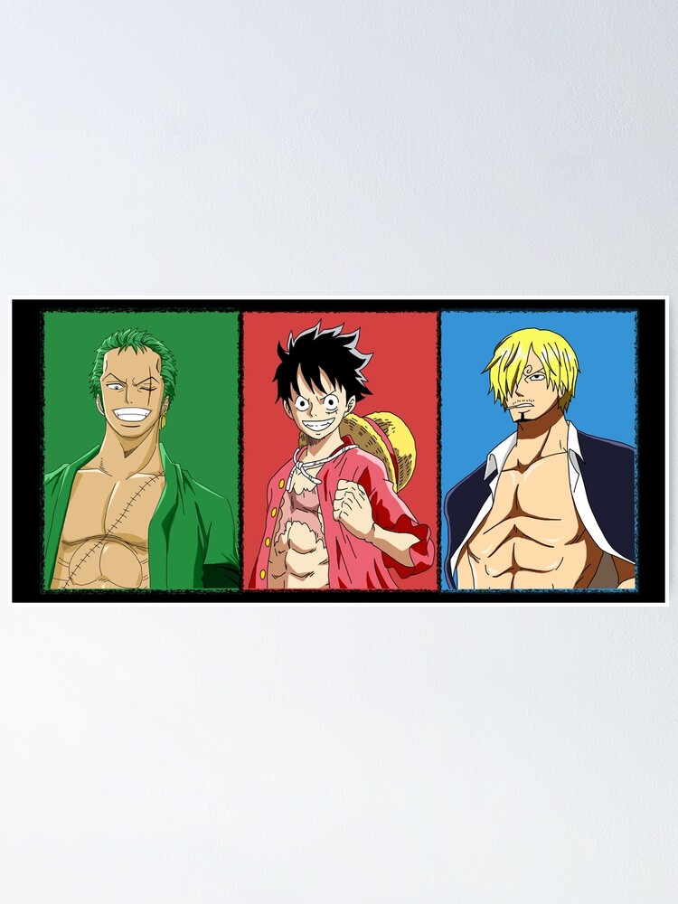 Mugiwara Monster Trio Zoro Luffy Sanji One Piece Poster By Mariemik31 Redbubble