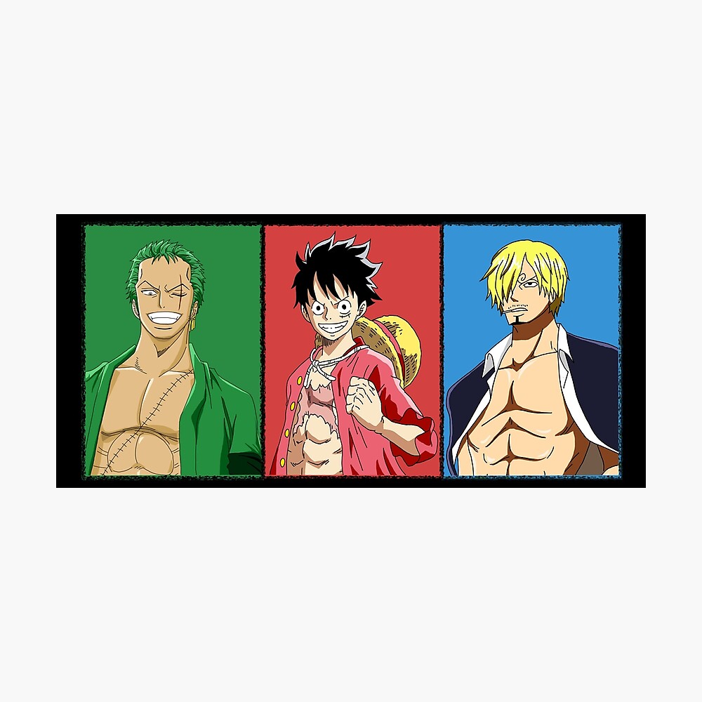 Mugiwara Monster Trio Zoro Luffy Sanji One Piece Poster By Mariemik31 Redbubble