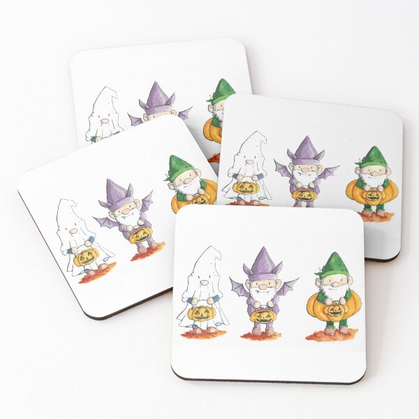 Item preview, Three Cute Gnomes Going Trick or Treating on Halloween. designed and sold by TheInkAlchemyst.