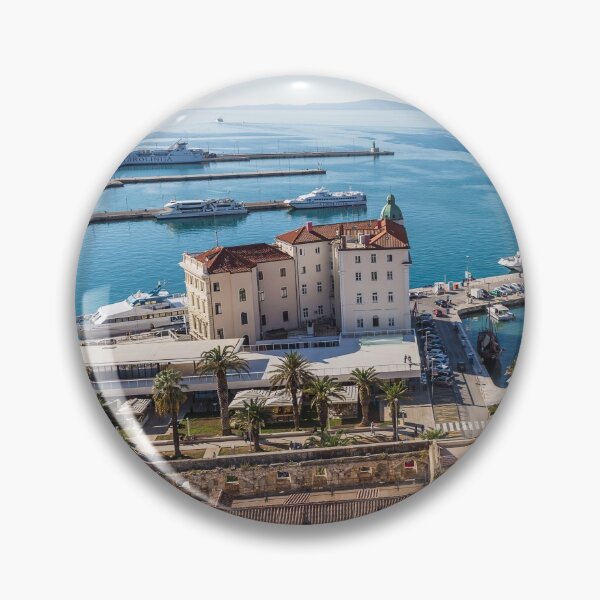Item preview, Multi image panorama overlooking the tree lined promenade of Split known as the Riva from the top of the Cathedral of Saint Domnius bell tower  seen in October 2017. designed and sold by wellsie82.