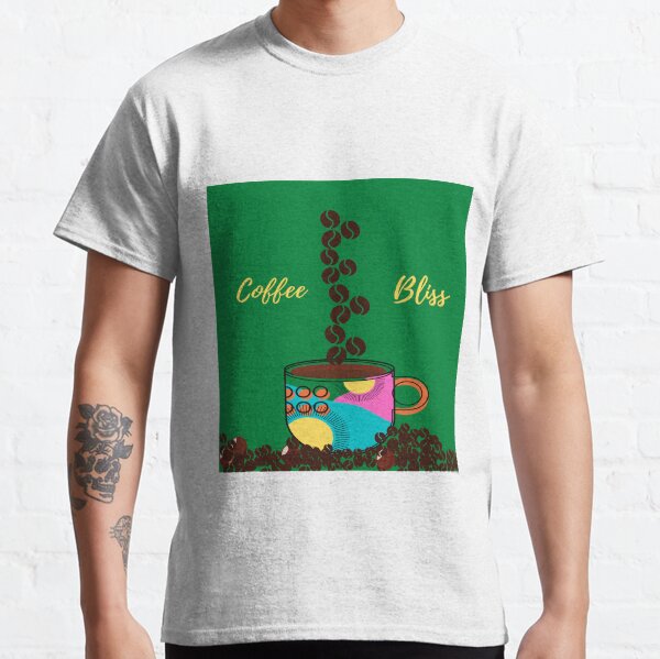 TAZA DE CAFÉ EN GRANOS BLISS (fondo verde) Camiseta clásica