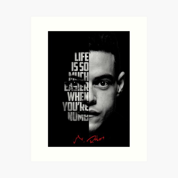Item preview, Black and white Mr Robot Elliot Alderson quote. designed and sold by Enea Kelo.