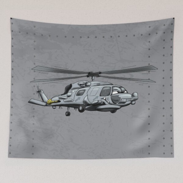 Aperçu de l'œuvre Illustration de dessin animé d'hélicoptère militaire SH-60 Seahawk créée et vendue par hobrath.