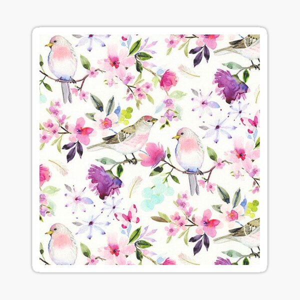 Item preview, BIRDS AND FLOWERS IN WATERCOLOR PATTERN  designed and sold by Joseph Narob.