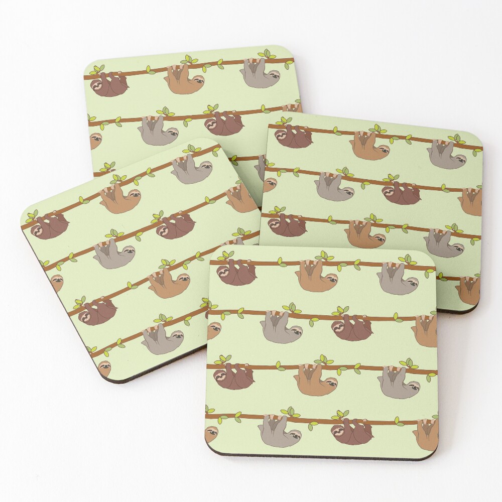 Sloths emoji pattern Coasters (Set of 4)