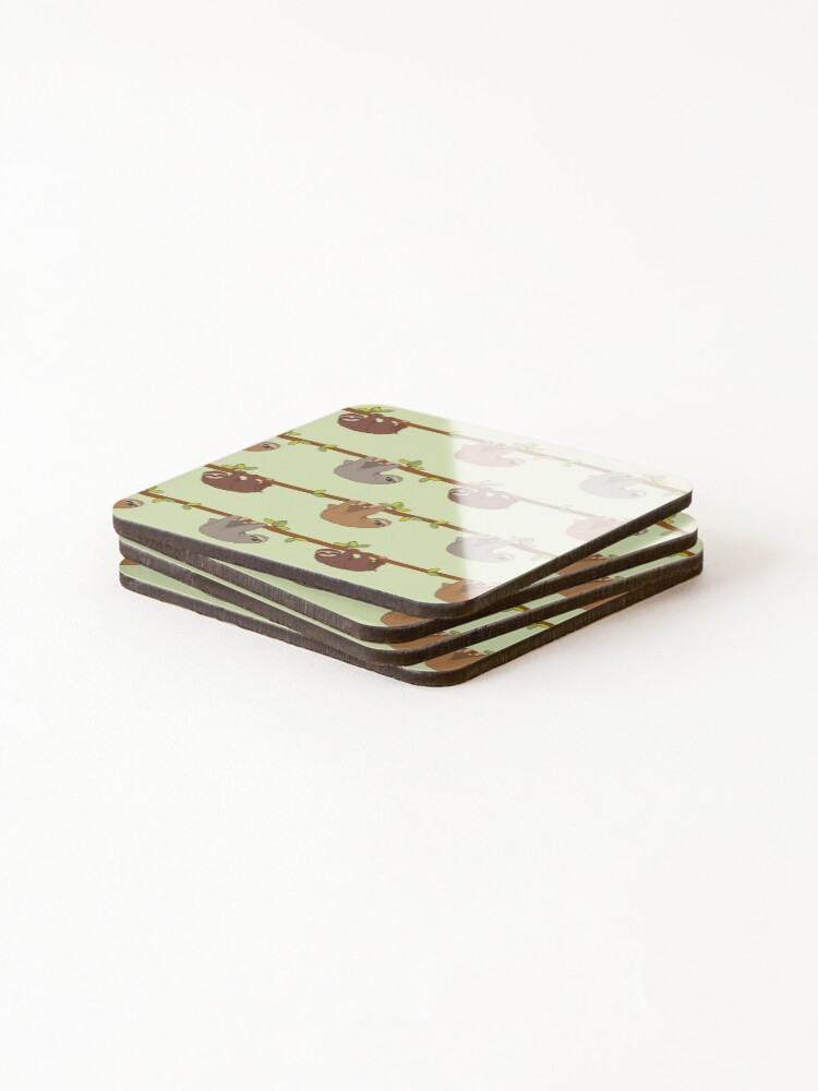 Alternate view of Sloths emoji pattern Coasters (Set of 4)
