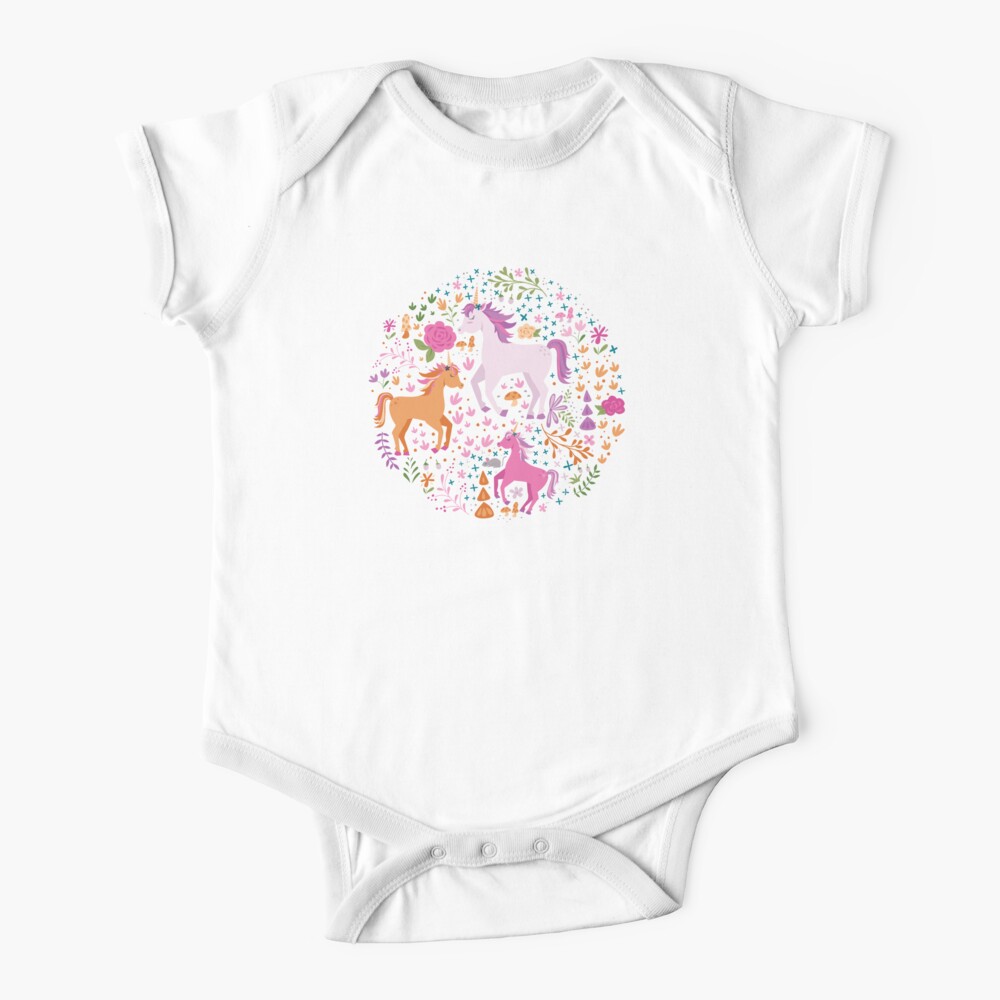Unicorns in the Flower Garden Baby One-Piece