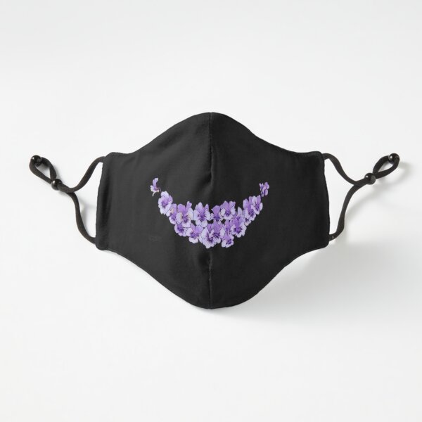 Watercolor Smile Flowers purple (light) on black Fitted 3-Layer