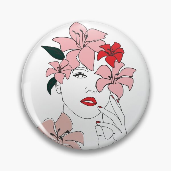 Item preview, Cara de vector abstracto con dibujo de líneas de flores. Retrato de estilo minimalista. Impresión botánica. Símbolo de la naturaleza de la cosmética. Arte moderno de línea continua. Impresión de moda. designed and sold by Nina Velychko.