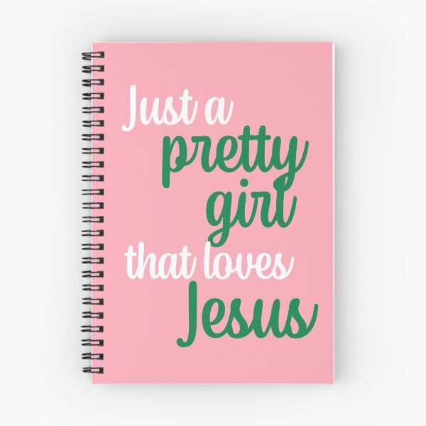 Item preview, Pink and Green Just a Pretty Girl that Loves Jesus Spiral Notebook designed and sold by lmcgee1908.